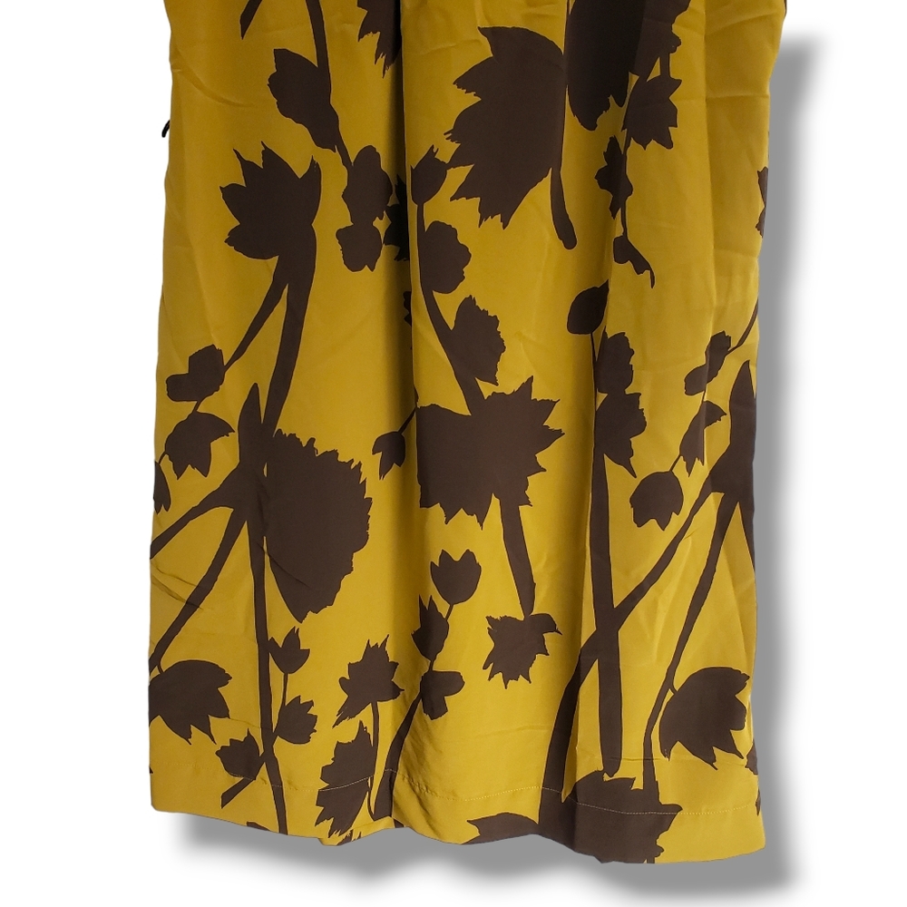 SimplyVera Vera Wang Mustard Yellow Leaf Patterned Dress Size 12 - Picture 7 of 10